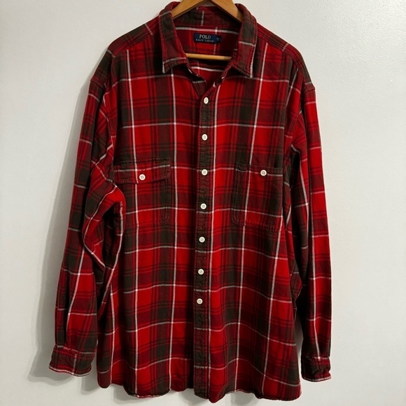 Polo Ralph Lauren Men’s Red Black Plaid Long Sleeve Button Down Shirt - Picture 2 of 11